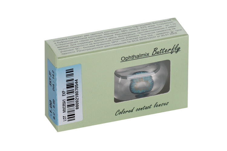 Линзы Офтальмикс Butterfly One Month Sky/Sky Blue контактные R8.6 (диоптрия -1,0), 2 шт