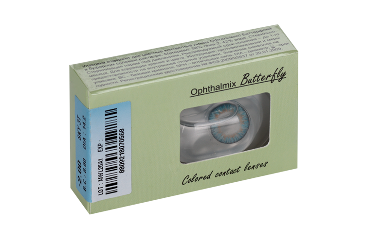 Линзы Офтальмикс Butterfly One Month Sky/Sky Blue контактные R8.6 (диоптрия -2,0), 2 шт