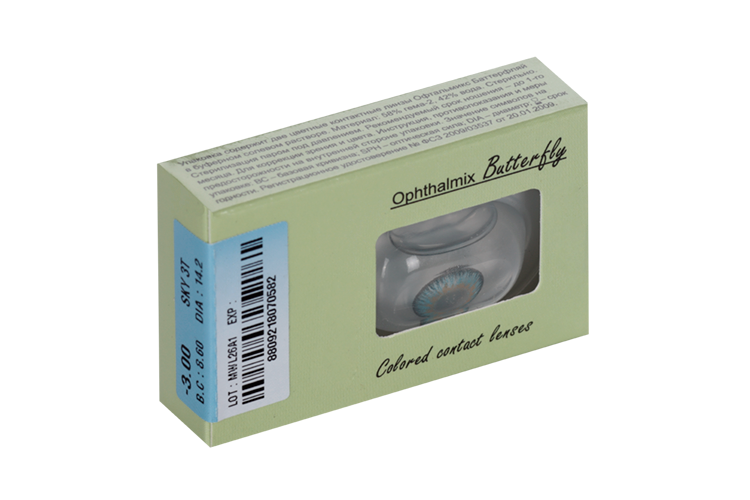 Линзы Офтальмикс Butterfly One Month Sky/Sky Blue контактные R8.6 (диоптрия -3,0), 2 шт