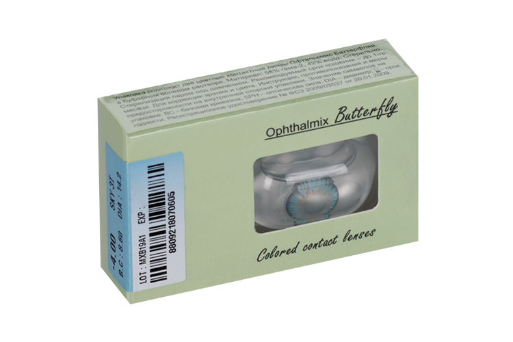 Линзы Офтальмикс Butterfly One Month Sky/Sky Blue контактные R8.6 (диоптрия -4,0), 2 шт