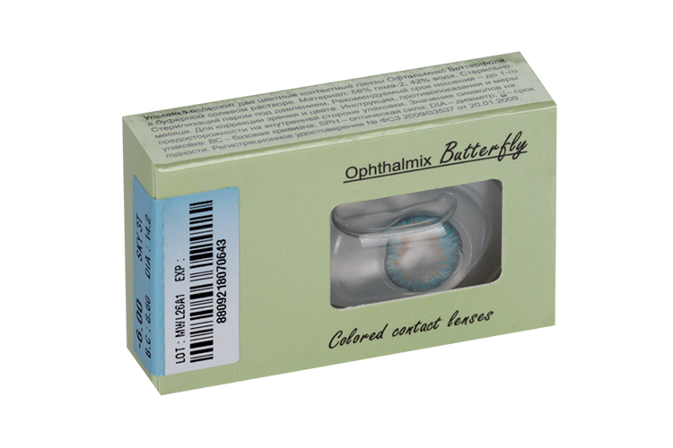 Линзы Офтальмикс Butterfly One Month Sky/Sky Blue контактные R8.6 (диоптрия -6,0), 2 шт