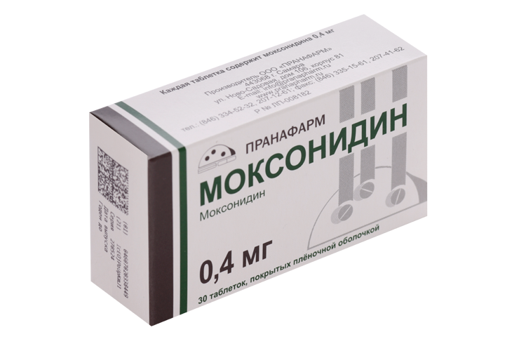 Моксонидин 0.4 мг, 30 шт, таблетки покрытые пленочной оболочкой