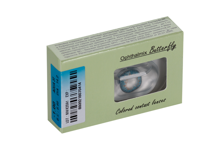 Линзы Офтальмикс Butterfly One Month Aqua/Aqua Blue контакт R 8.6 (диоптрия -1,0), 2 шт
