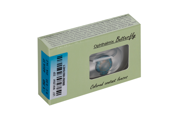 Линзы Офтальмикс Butterfly One Month Aqua/Aqua Blue контакт R 8.6 (диоптрия -1,5), 2 шт