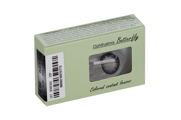 Линзы Офтальмикс Butterfly One Month Black контактные R 8.6 (диоптрия -6,0), 2 шт