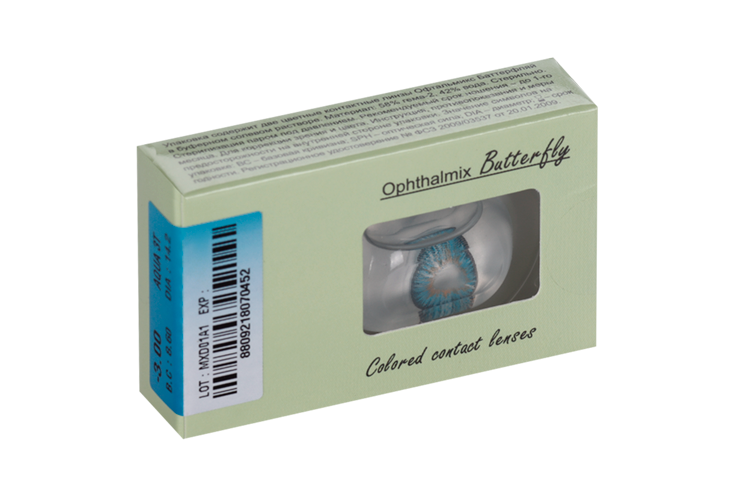 Линзы Офтальмикс Butterfly One Month Aqua/Aqua Blue контакт R 8.6 (диоптрия -3,0), 2 шт