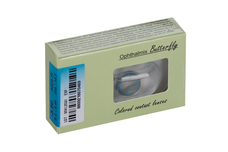 Линзы Офтальмикс Butterfly One Month Aqua/Aqua Blue контакт R 8.6 (диоптрия -3,5), 2 шт