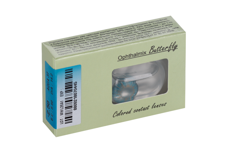Линзы Офтальмикс Butterfly One Month Aqua/Aqua Blue контакт R 8.6 (диоптрия -2,5), 2 шт
