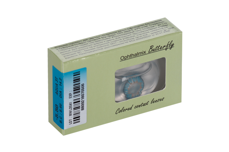 Линзы Офтальмикс Butterfly One Month Aqua/Aqua Blue контакт R 8.6 (диоптрия -5,5), 2 шт