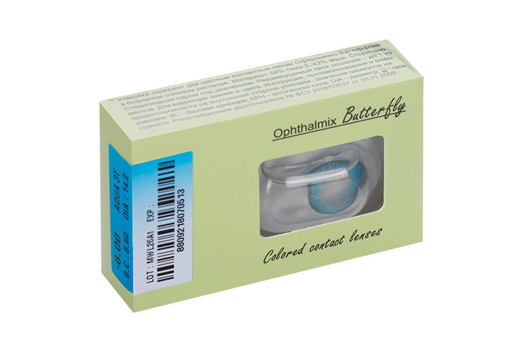 Линзы Офтальмикс Butterfly One Month Aqua/Aqua Blue контакт R 8.6 (диоптрия -6,0), 2 шт