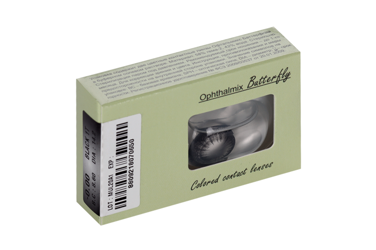 Линзы Офтальмикс Butterfly One Month Black контактные R 8.6 (диоптрия 00.0), 2 шт