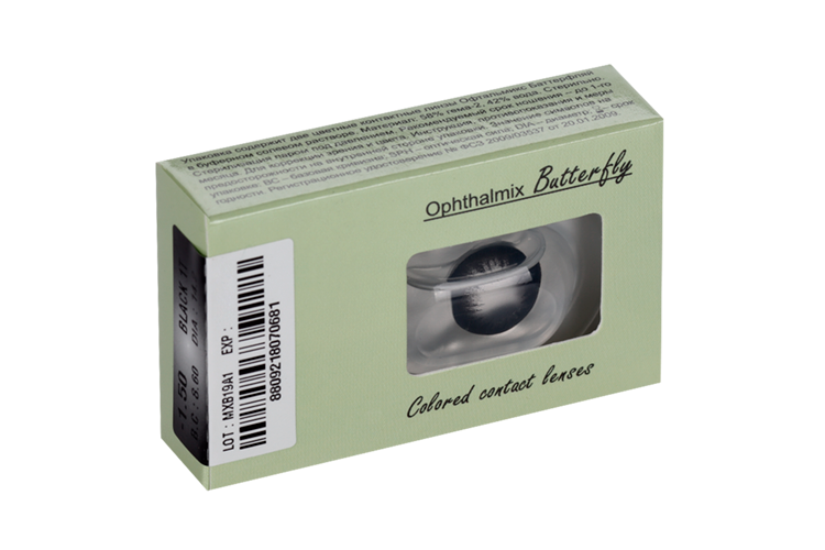 Линзы Офтальмикс Butterfly One Month Black контактные R 8.6 (диоптрия -1,5), 2 шт