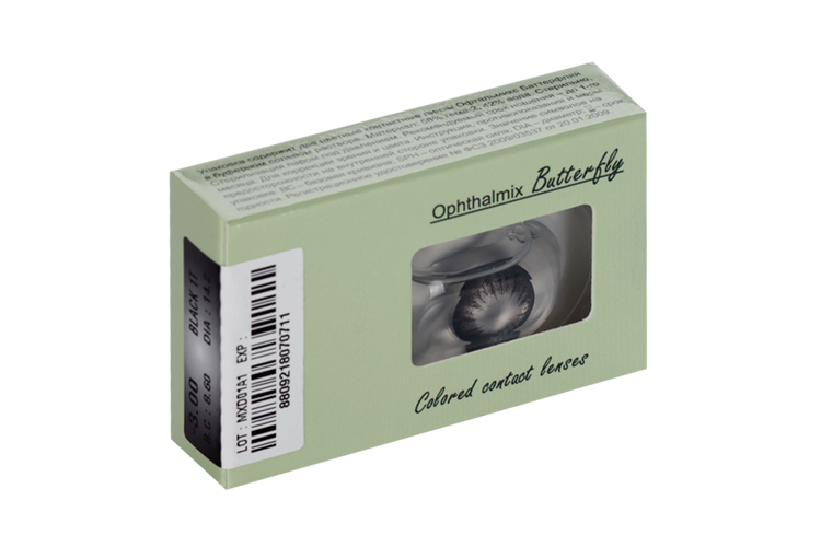 Линзы Офтальмикс Butterfly One Month Black контактные R 8.6 (диоптрия -3,0), 2 шт