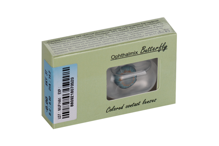 Линзы Офтальмикс Butterfly One Month Sky/Sky Blue контактные R8.6 (диоптрия 00.0), 2 шт