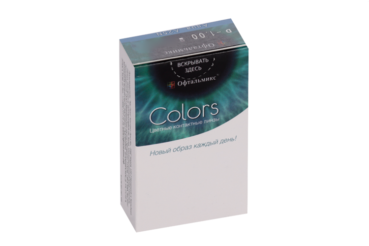 Линзы Офтальмикс Colors Aqua/Aqua Blue контактные R 8.6 (диоптрия -1,0), 2 шт