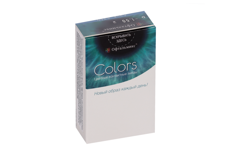 Линзы Офтальмикс Colors Aqua/Aqua Blue контактные R 8.6 (диоптрия -1,5), 2 шт