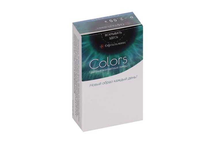 Линзы Офтальмикс Colors Aqua/Aqua Blue контактные R 8.6 (диоптрия -2,0), 2 шт