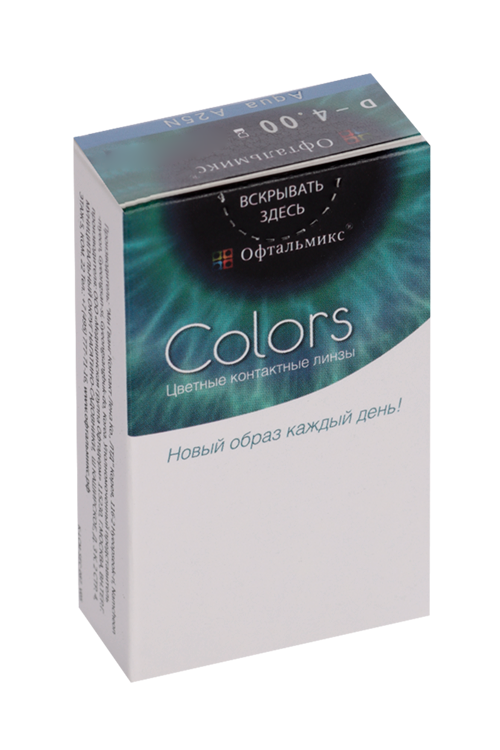 Линзы Офтальмикс Colors Aqua/Aqua Blue контактные R 8.6 (диоптрия -4,0), 2 шт