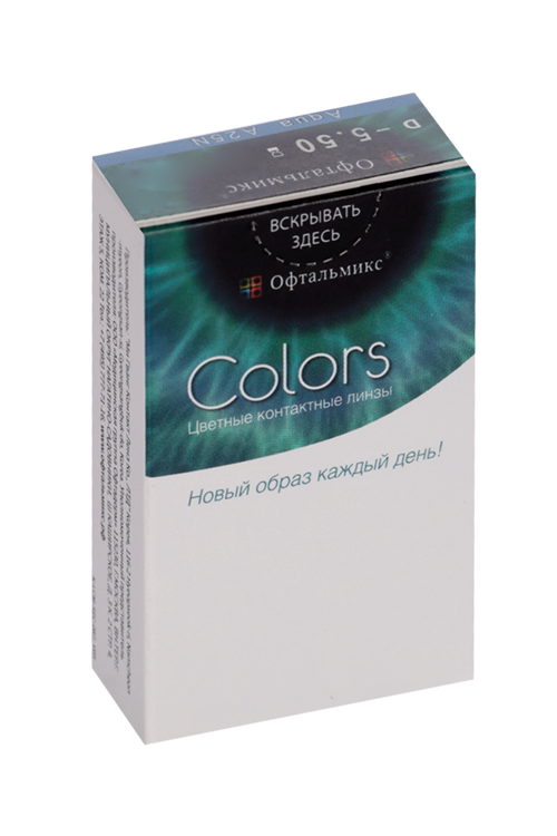Линзы Офтальмикс Colors Aqua/Aqua Blue контактные R 8.6 (диоптрия -5,5), 2 шт