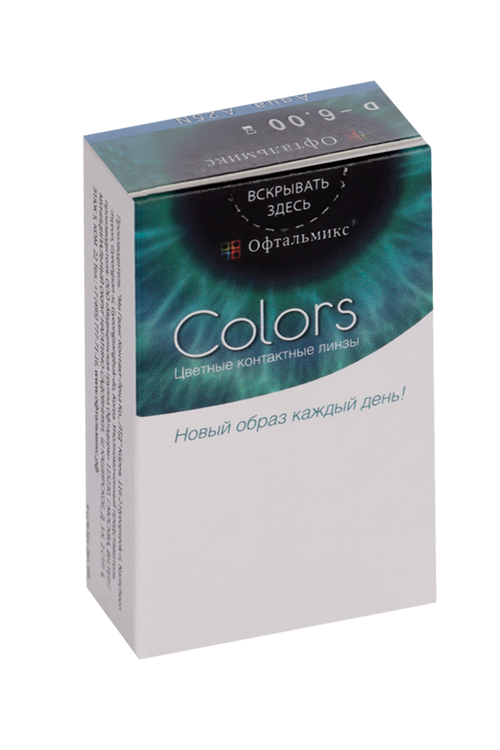 Линзы Офтальмикс Colors Aqua/Aqua Blue контактные R 8.6 (диоптрия -6,0), 2 шт