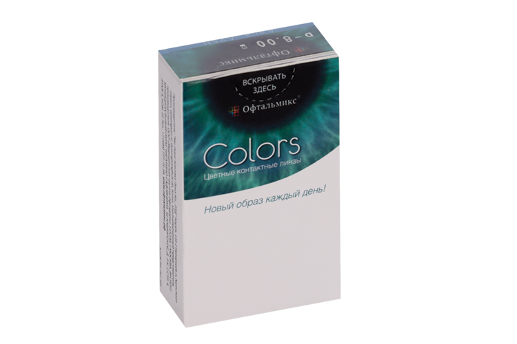 Линзы Офтальмикс Colors Aqua/Aqua Blue контактные R 8.6 (диоптрия -8,0), 2 шт
