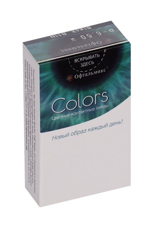 Линзы Офтальмикс Colors Black контактные R 8.6 (диоптрия -6,5), 2 шт