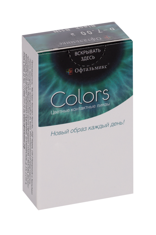 Линзы Офтальмикс Colors Black контактные R 8.6 (диоптрия -7,0), 2 шт