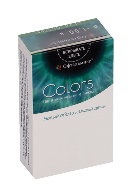 Линзы Офтальмикс Colors Olive контактные R 8.6 (диоптрия -1,0), 2 шт