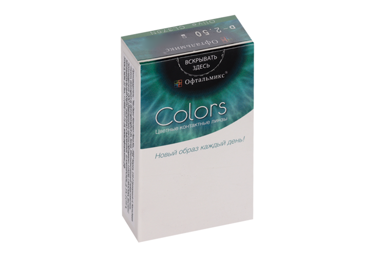 Линзы Офтальмикс Colors Olive контактные R 8.6 (диоптрия -2,5), 2 шт
