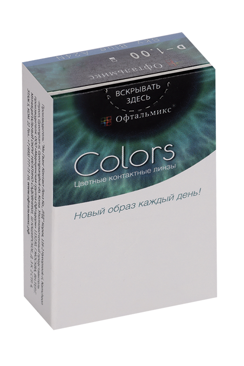 Линзы Офтальмикс Colors Sky/Sky Blue контактные R 8.6 (диоптрия -1,0), 2 шт