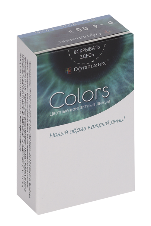 Линзы Офтальмикс Colors Sky/Sky Blue контактные R 8.6 (диоптрия -4,0), 2 шт