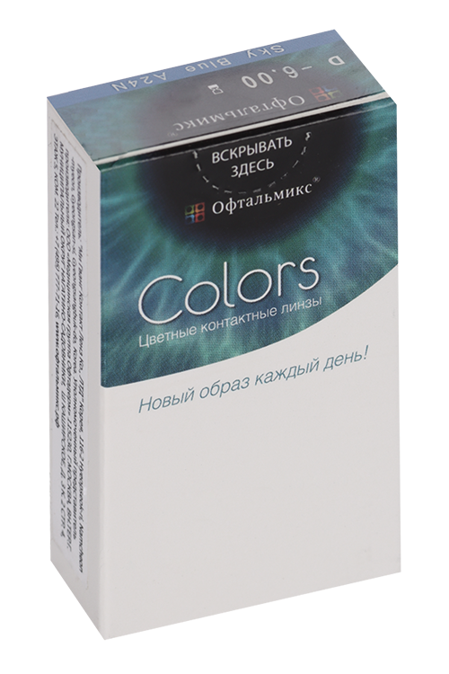 Линзы Офтальмикс Colors Sky/Sky Blue контактные R 8.6 (диоптрия -6,0), 2 шт