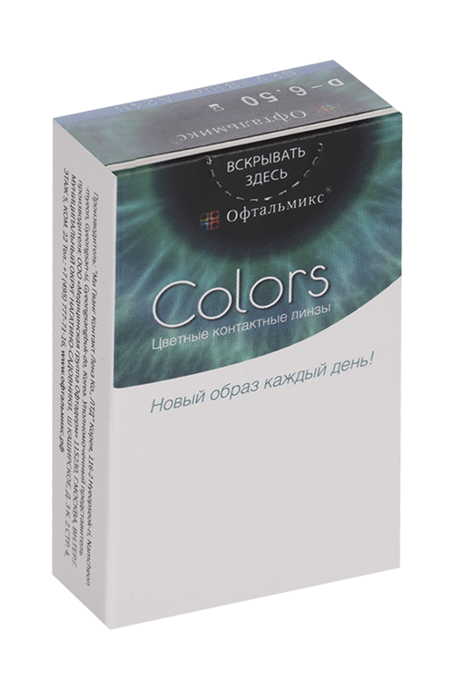 Линзы Офтальмикс Colors Sky/Sky Blue контактные R 8.6 (диоптрия -6,5), 2 шт