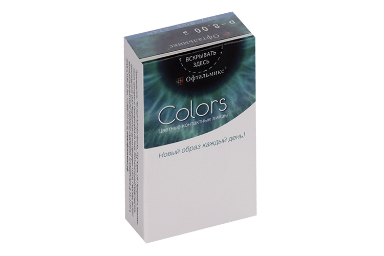Линзы Офтальмикс Colors Sky/Sky Blue контактные R 8.6 (диоптрия -8,0), 2 шт