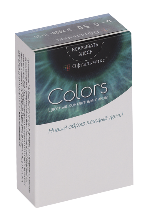 Линзы Офтальмикс Colors Turquoise/Tosca контактные R 8.6 (диоптрия -0,5), 2 шт