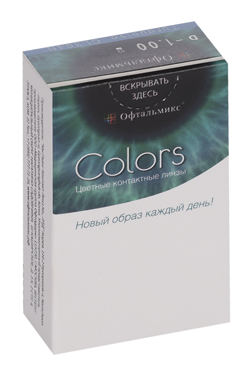 Линзы Офтальмикс Colors Turquoise/Tosca контактные R 8.6 (диоптрия -1,0), 2 шт