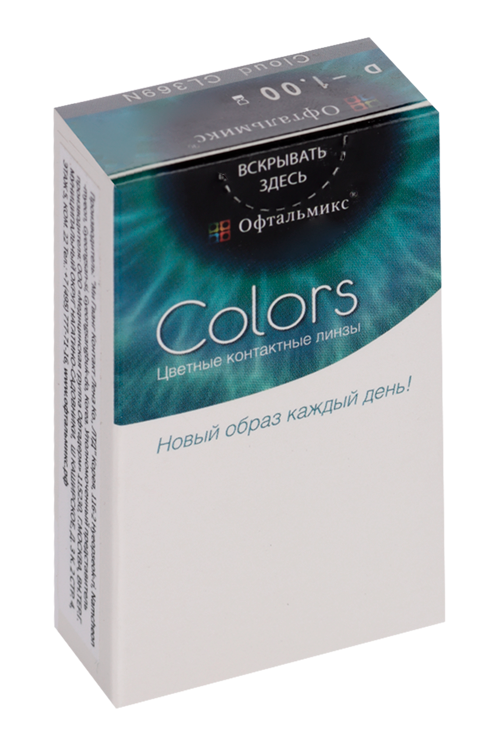 Линзы Офтальмикс Colors Cloud контактные R 8.6 (диоптрия -1,0), 2 шт