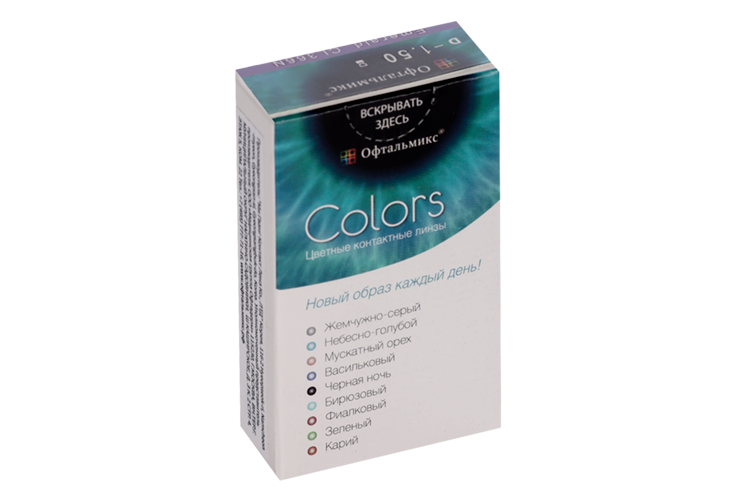 Линзы Офтальмикс Colors Emerald контактные R 8.6 (диоптрия -1,50), 2 шт