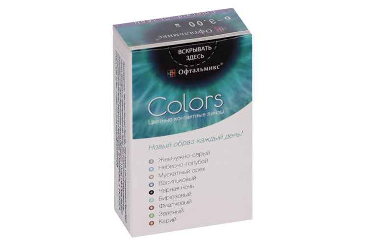 Линзы Офтальмикс Colors Emerald контактные R 8.6 (диоптрия -3,0), 2 шт