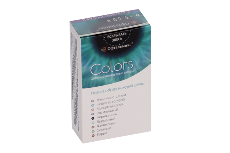 Линзы Офтальмикс Colors Emerald контактные R 8.6 (диоптрия -5,5), 2 шт
