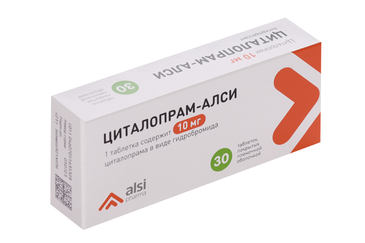 Циталопрам-АЛСИ 10 мг, 30 шт, таблетки покрытые пленочной оболочкой