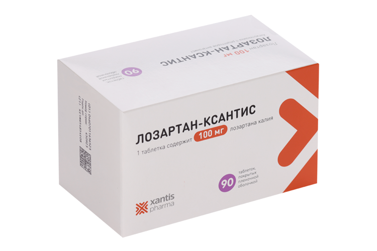Лозартан-Ксантис 100 мг, 90 шт, таблетки покрытые пленочной оболочкой