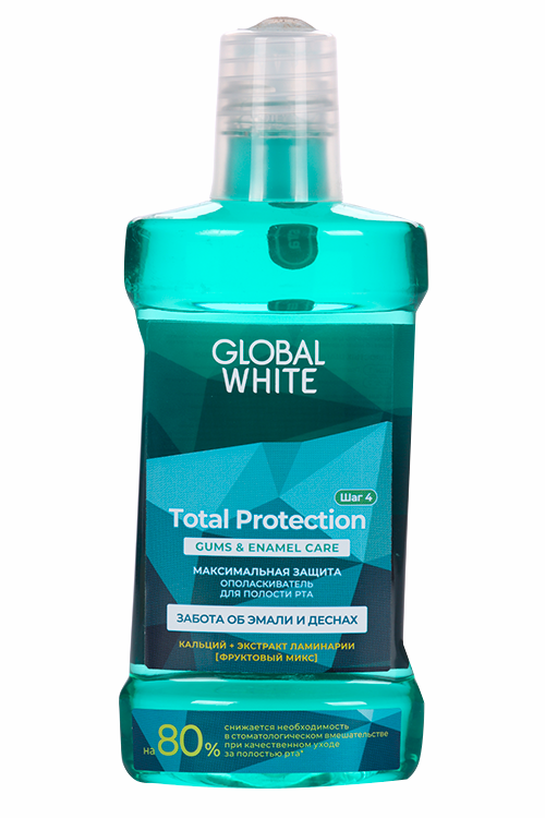 Ополаскиватель GLOBAL WHITE Максимальная защита Забота об эмали и деснах, 300 мл