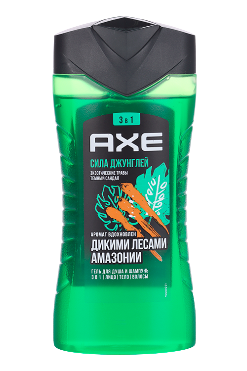 Гель д/душа и шампунь AXE Сила джунглей мужской 3в1, 250 мл