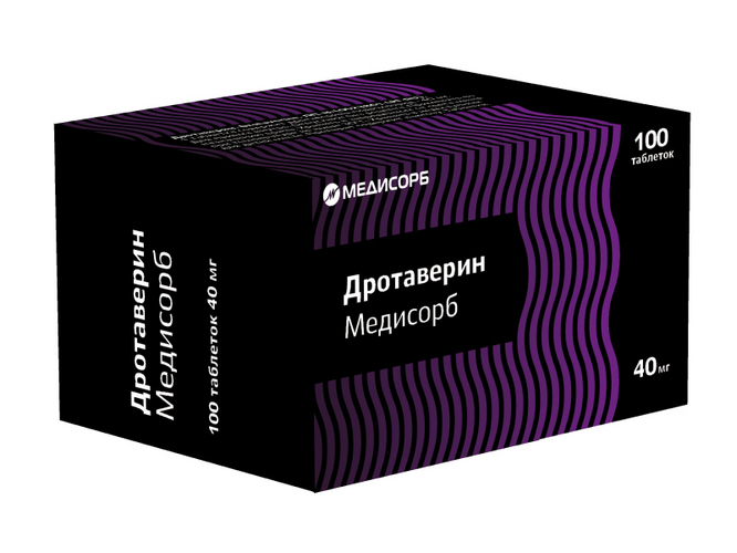 Дротаверин Медисорб 40 мг, 100 шт, таблетки