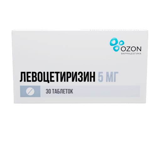 Левоцетиризин 5 мг, 30 шт, таблетки покрытые пленочной оболочкой