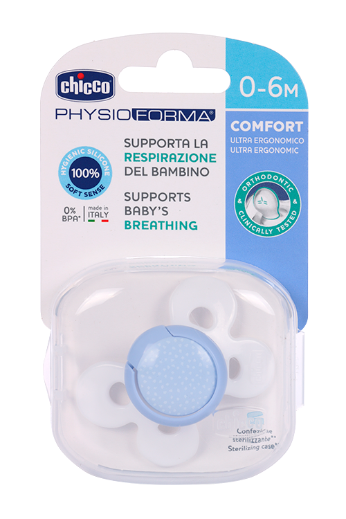 Пустышка Chicco Physio Comfort Собачка/горошек силикон (0-6 мес)