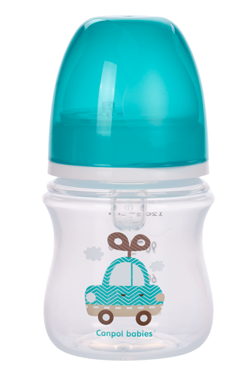 Бутылочка Canpol PP EasyStart Toys с шир горл антиколик бирюзовая (с 0 мес), 120 мл