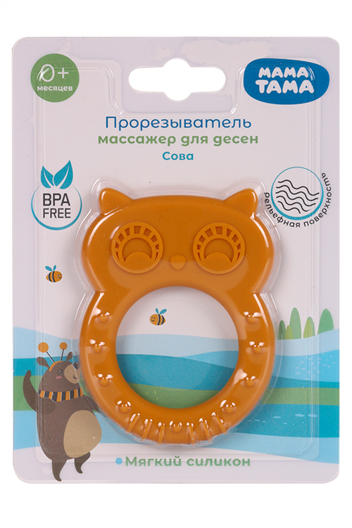 Прорезыватель Мама Тама силикон Сова оранжевый (с 0 мес)