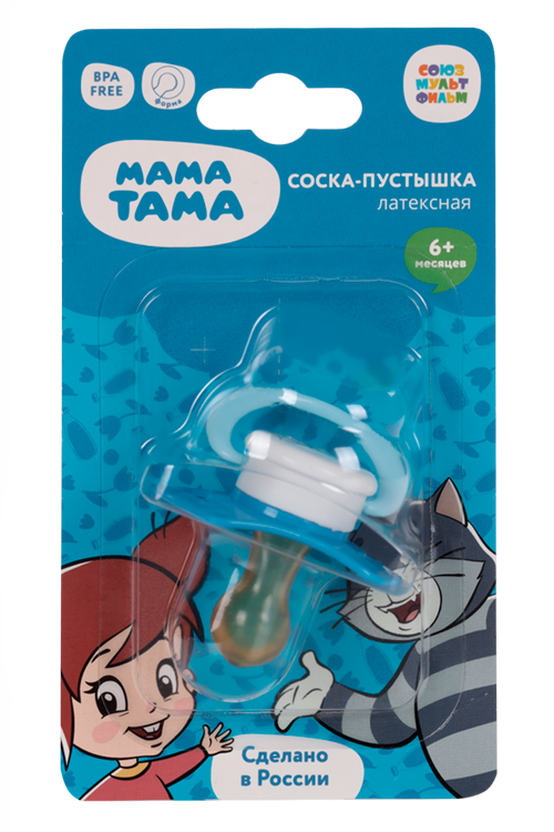 Соска-пустышка Мама Тама латекс классич Матроскин синий (с 6 мес)